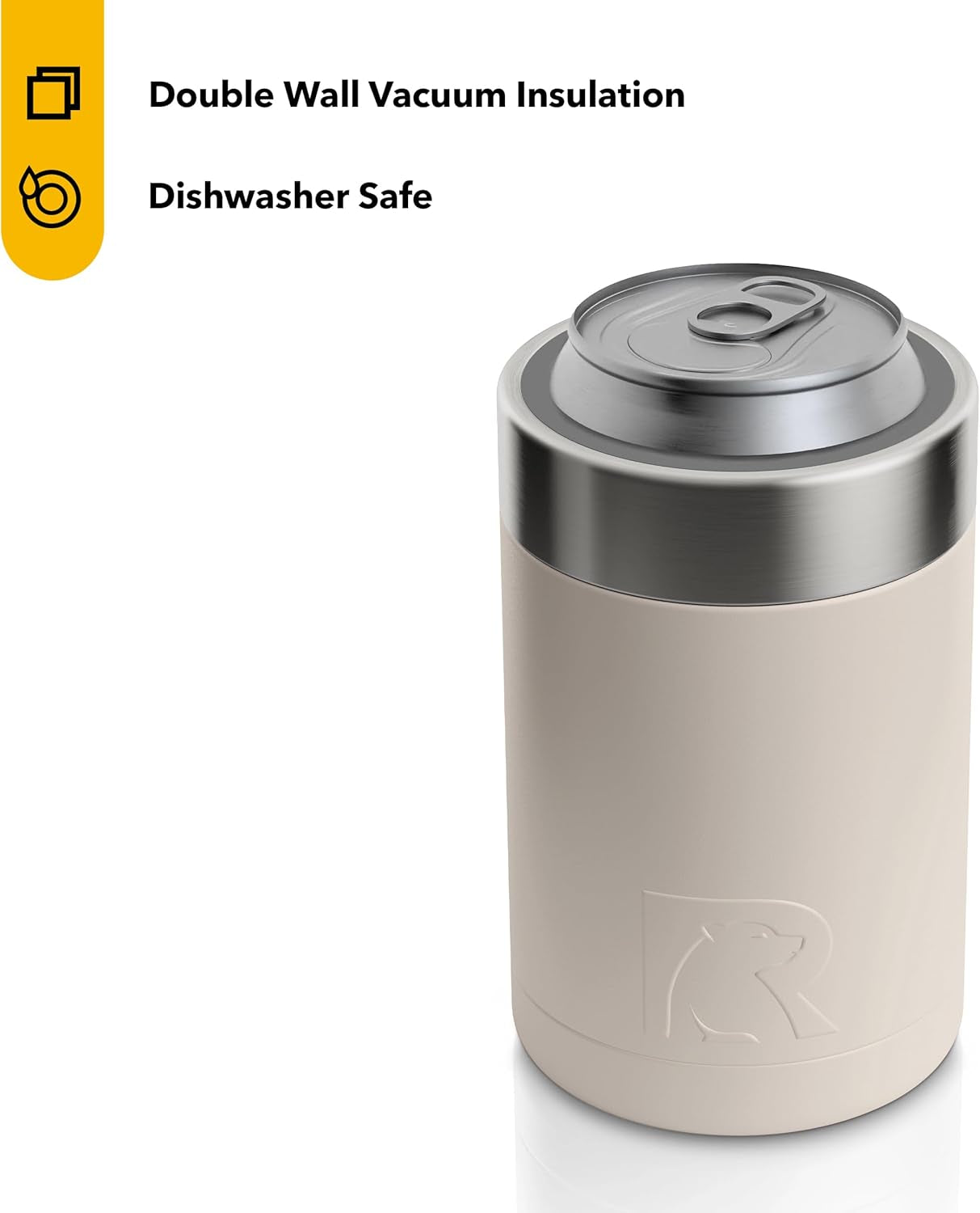 Can Cooler Insulated, Beer, Beverage, Soda Can Cooler with Lid, Stainless Steel Metal, Double Wall Insulation Coozie for Cans, Sweat Proof, 12Oz, Beach