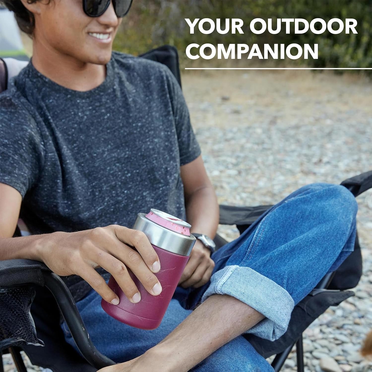 Can Cooler Insulated, Beer, Beverage, Soda Can Cooler with Lid, Stainless Steel Metal, Double Wall Insulation Coozie for Cans, Sweat Proof, 12Oz, Beach