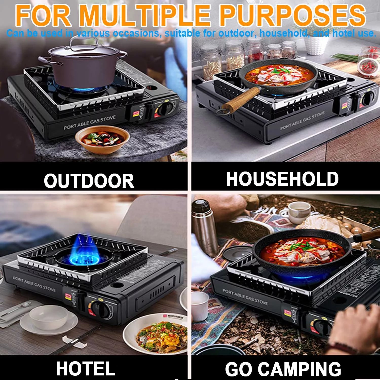Portable Camping StoveοΌButane Stove with Wind BaffleοΌPortable Camping Stove for Outdoor Cooking, with Carrying Case Great for Emergency Preparedness Kit