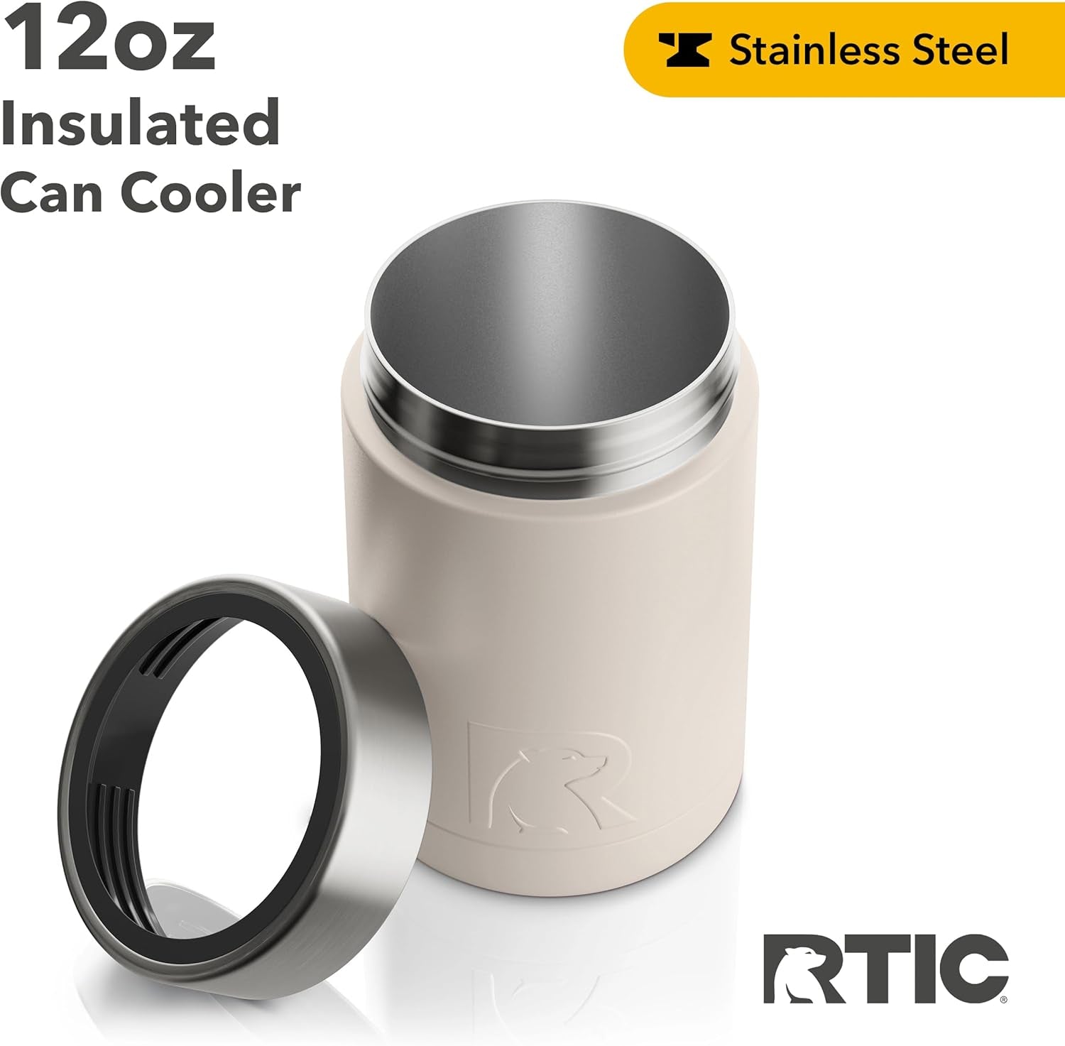Can Cooler Insulated, Beer, Beverage, Soda Can Cooler with Lid, Stainless Steel Metal, Double Wall Insulation Coozie for Cans, Sweat Proof, 12Oz, Beach