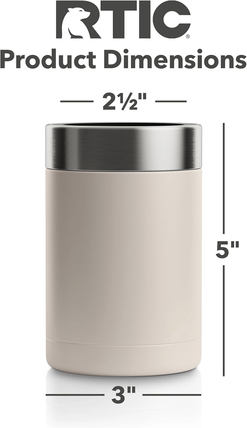 Can Cooler Insulated, Beer, Beverage, Soda Can Cooler with Lid, Stainless Steel Metal, Double Wall Insulation Coozie for Cans, Sweat Proof, 12Oz, Beach
