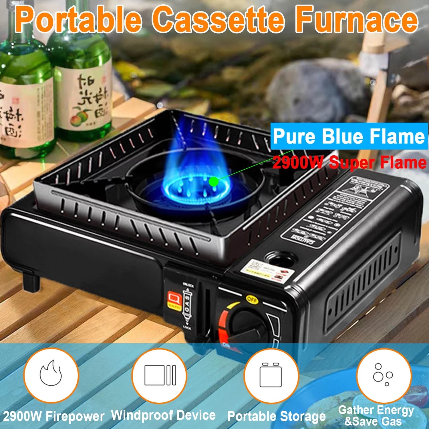 Portable Camping StoveοΌButane Stove with Wind BaffleοΌPortable Camping Stove for Outdoor Cooking, with Carrying Case Great for Emergency Preparedness Kit
