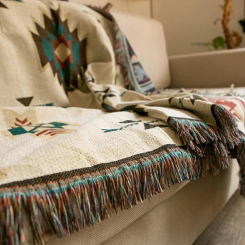 Geometric Sofa Blanket Throws Cotton Weighted Blanket Bedspread Chair Cover Slipcover Knitted Throw Blanket for Travel Bed