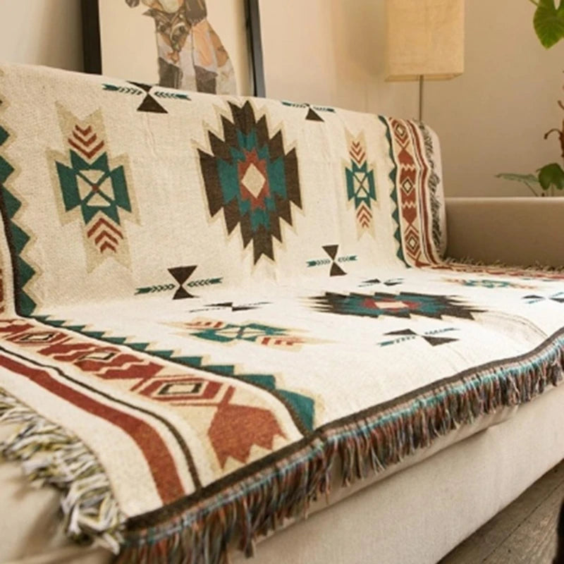 Geometric Sofa Blanket Throws Cotton Weighted Blanket Bedspread Chair Cover Slipcover Knitted Throw Blanket for Travel Bed