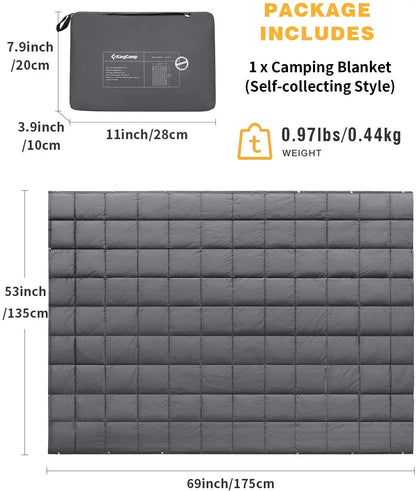 Warm Camping Blanket for Adult Lightweight Waterproof Wearable Blanket for One Person 69 in X 53 in Grey