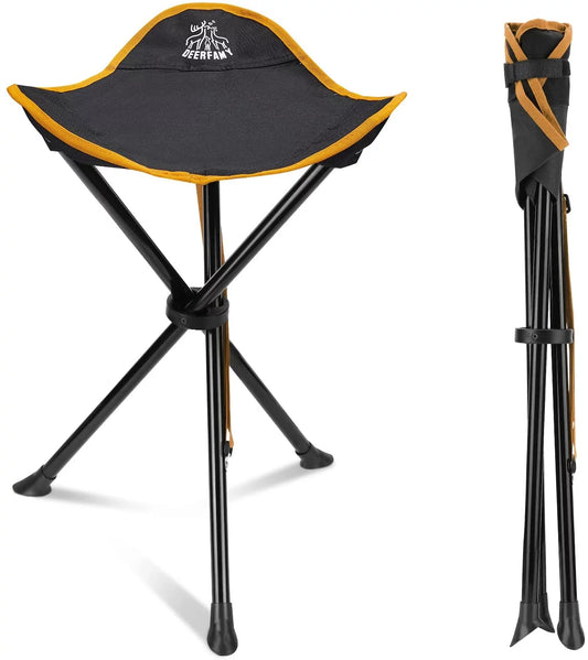 Camping Stool Folding 225Lb,Lightweight Sturdy Portable Tripod Camp Stools,Outdoor Camping Chair for Backpacking Camping Hiking Hunting Fishing,Orange