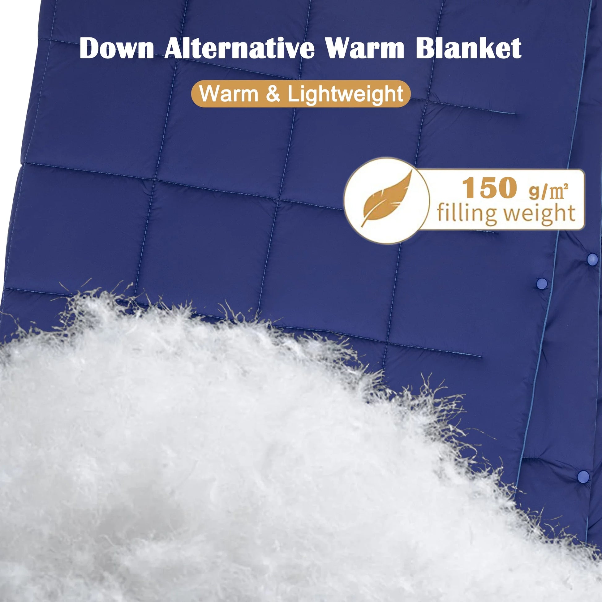 down Camping Blanket Packable Lightweight Water Repellent Blanket for Travel, Navy ,69" X 53"