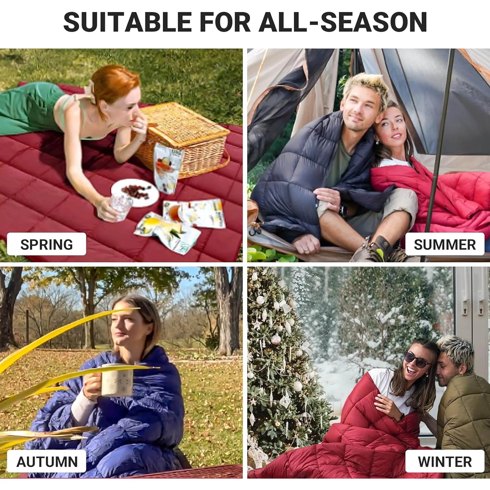 Packable Camping Blanket Lightweight Travel down Blanket Outdoor Waterproof Blanket for Airplane, Hiking, Backpacking, Stadium Black 69" X 53"