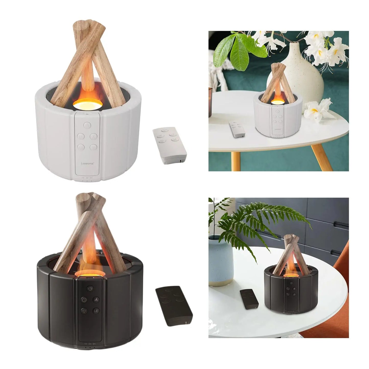 Flame Humidifier 7 Color Lights with Flame Fire Effect Portable USB Essential Oil Diffuser for Office Spa