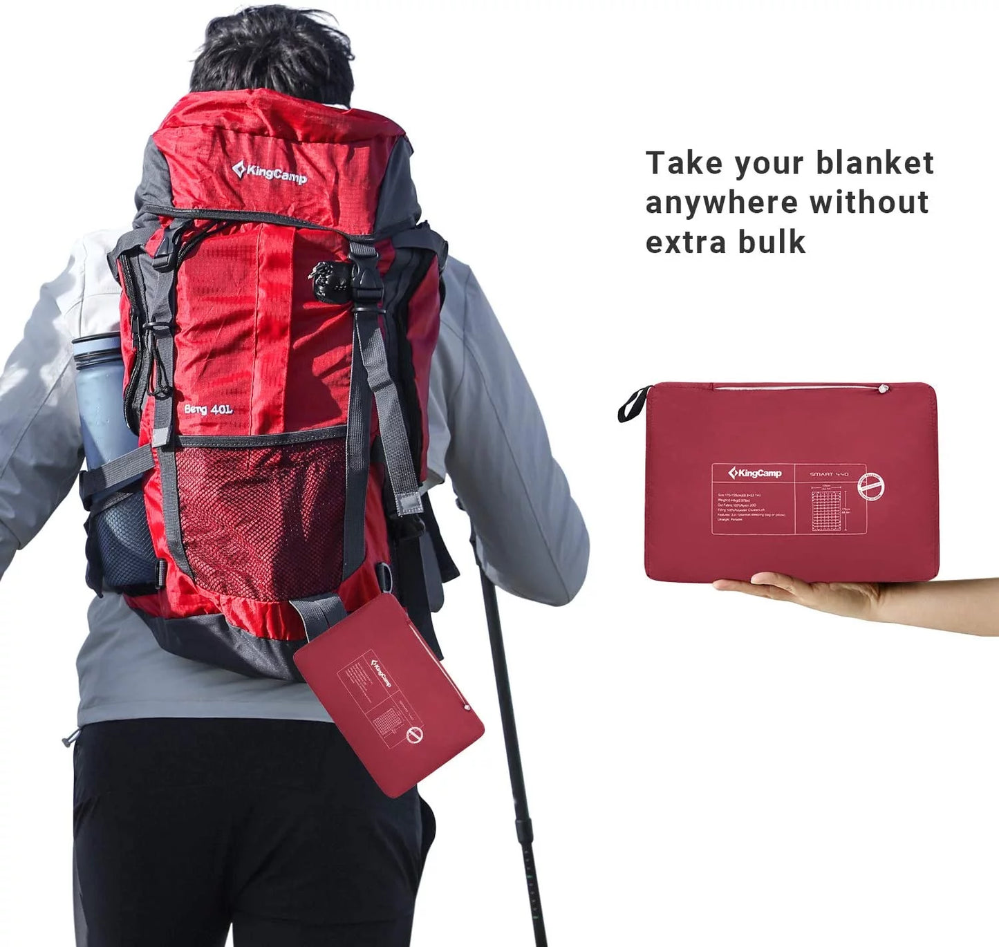 down Camping Blanket Lightweight Warm Wearable Travel Blanket for Outdoor,Airplane, Hiking, Backpacking 69" X 53" Crimson