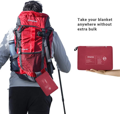 down Camping Blanket Lightweight Warm Wearable Travel Blanket for Outdoor,Airplane, Hiking, Backpacking 69" X 53" Crimson