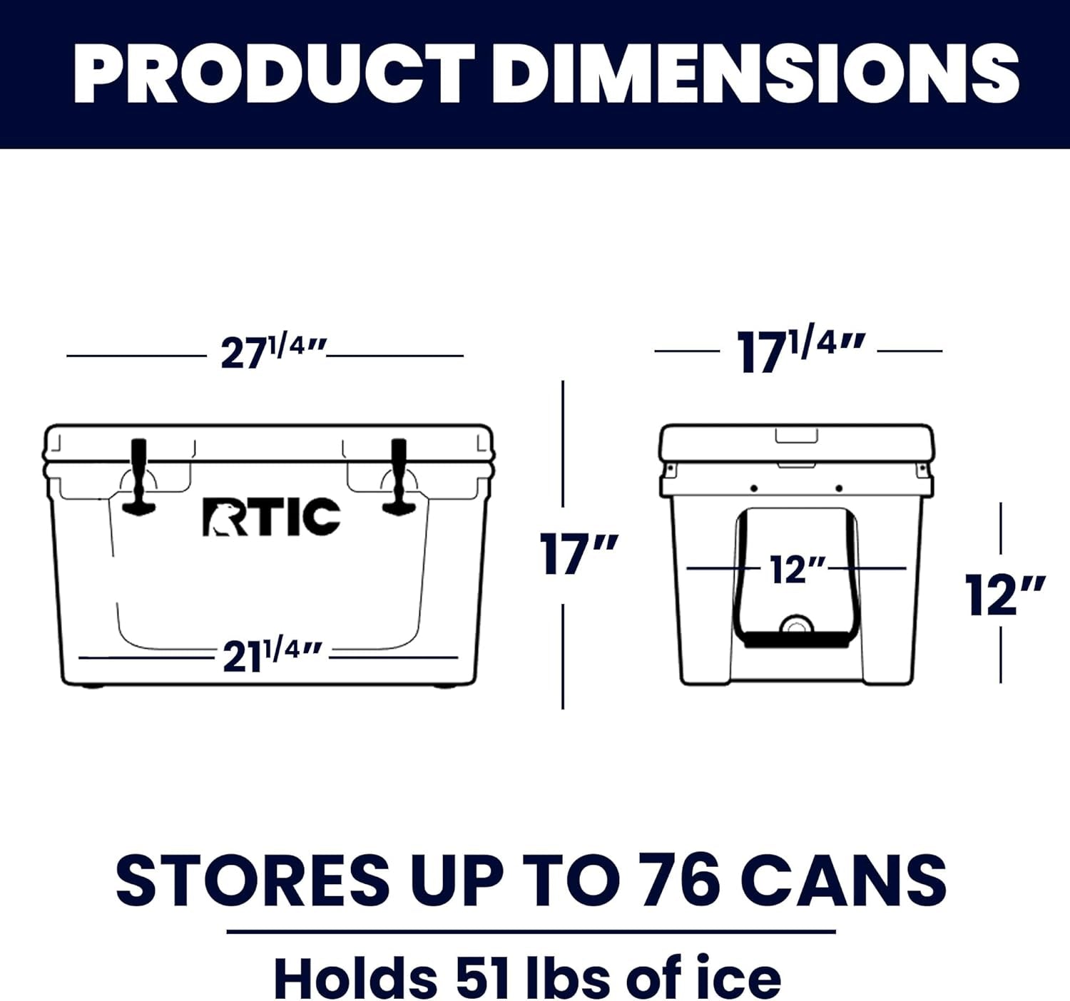 Ultra-Light 52 Quart Hard Cooler Insulated Portable Ice Chest Box for Beach, Drink, Beverage, Camping, Picnic, Fishing, Boat, Barbecue, 30% Lighter than Rotomolded Coolers, Blue & Grey