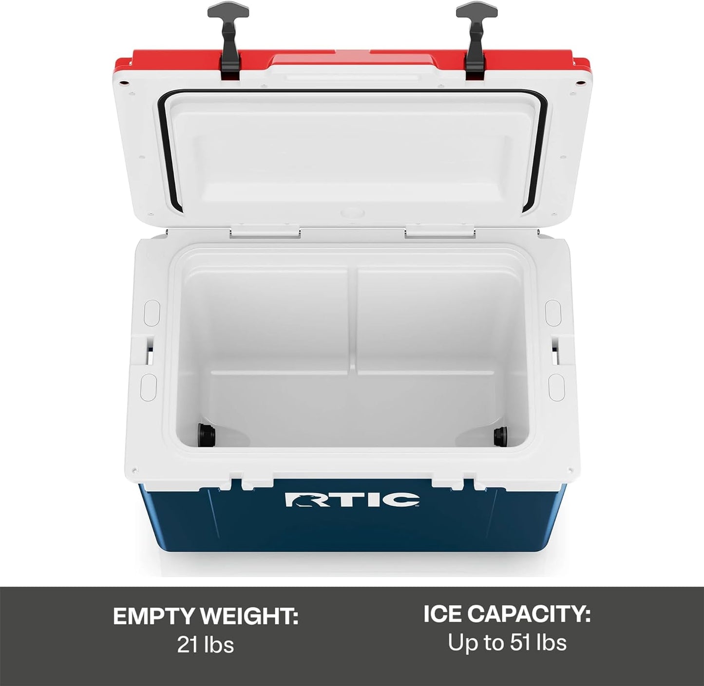 Ultra-Light 52 Quart Hard Cooler Insulated Portable Ice Chest Box for Beach, Drink, Beverage, Camping, Picnic, Fishing, Boat, Barbecue, 30% Lighter than Rotomolded Coolers